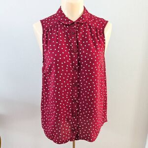 Atmosphere Red Polka Dot Sleeveless Button Up Top